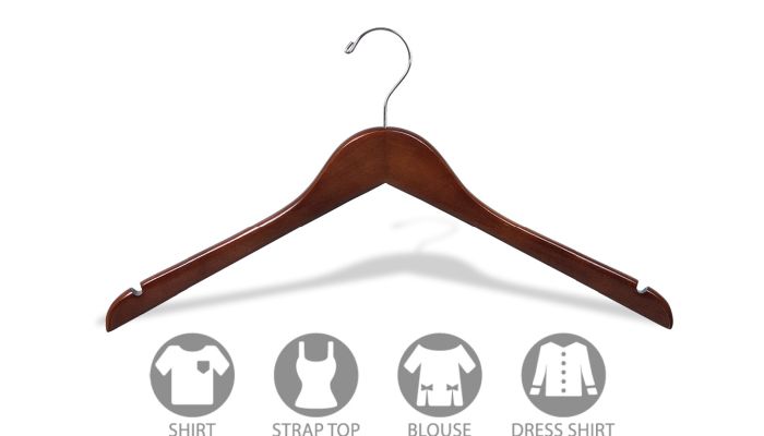 ハンガーフック　ウォールナット製   Woody's Plus Store Order Walnut Wood Coat Hanger With Chrome Hook - 17
