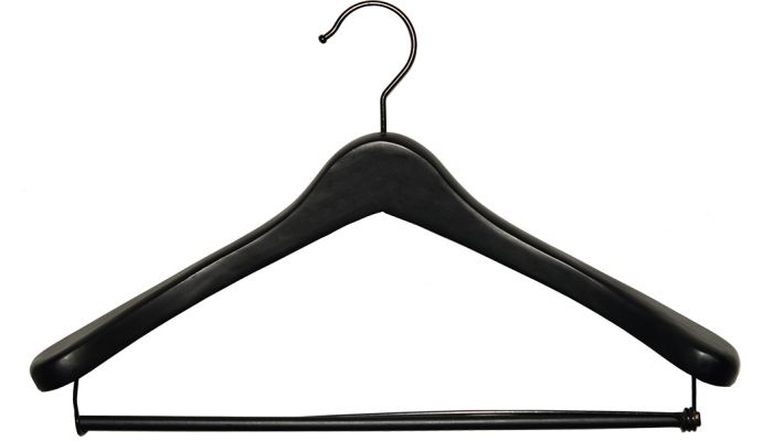 Order Matte Black Wood Suit Hanger With Locking Bar 17 Order Matte Black Wood Suit Hanger With Locking Bar 17
