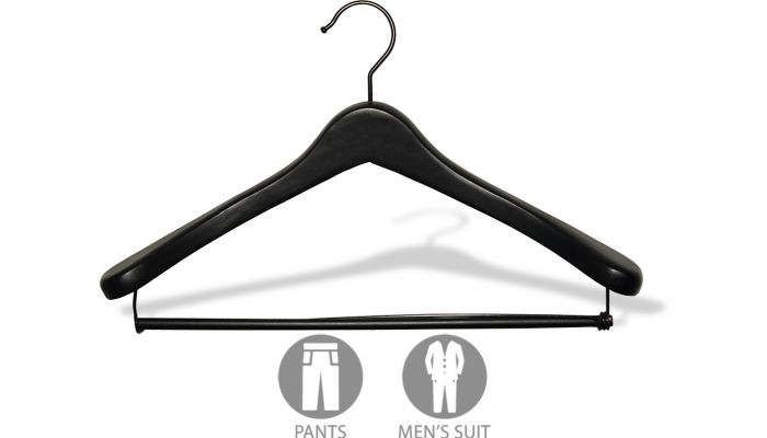 Order Matte Black Wood Suit Hanger With Locking Bar 17 Order Matte Black Wood Suit Hanger With Locking Bar 17