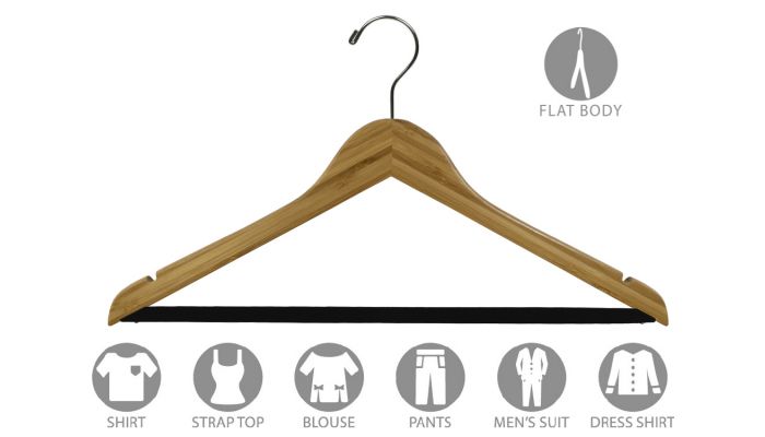 Bamboo Suit Hanger With Chrome Hook - 17