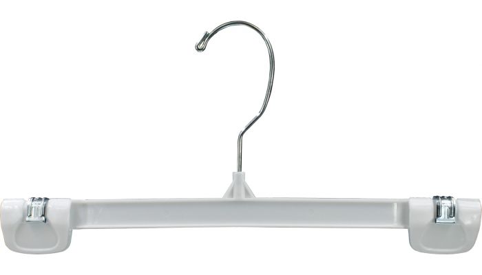 12 White Plastic Bottom Hanger W/ Clips