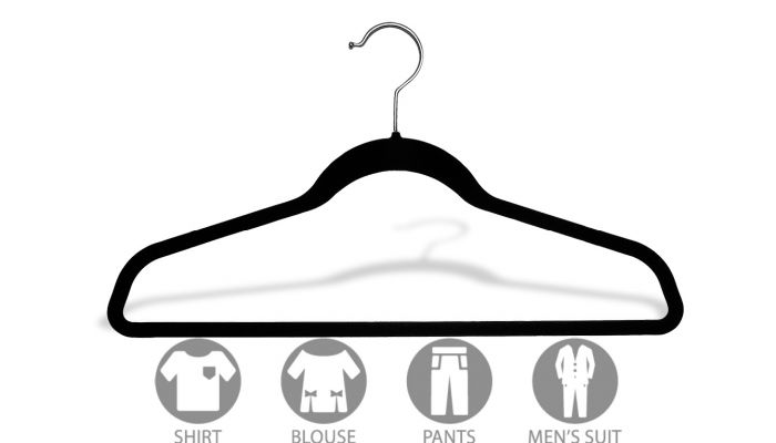 Black flocked best sale coat hangers