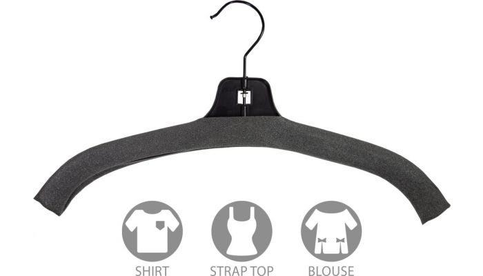 17 Matte Black Plastic Top Hanger W Foam Cover