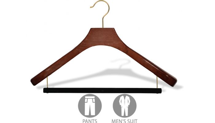 Curved Wooden Top Hanger with Walnut Finish, 1/2 Inch Thick