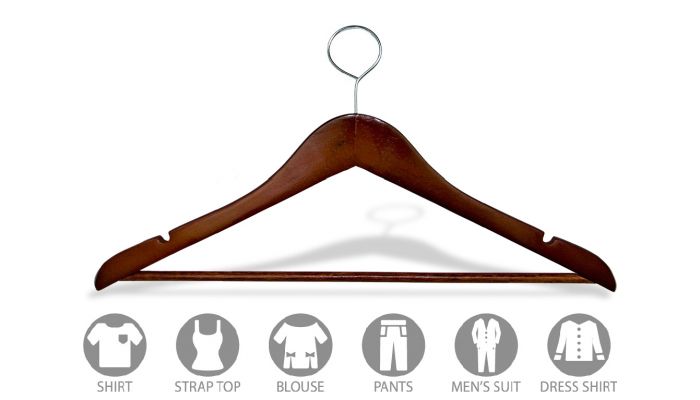 Order Cherry Wood Suit Hanger With Suit Bar & Notches - 17