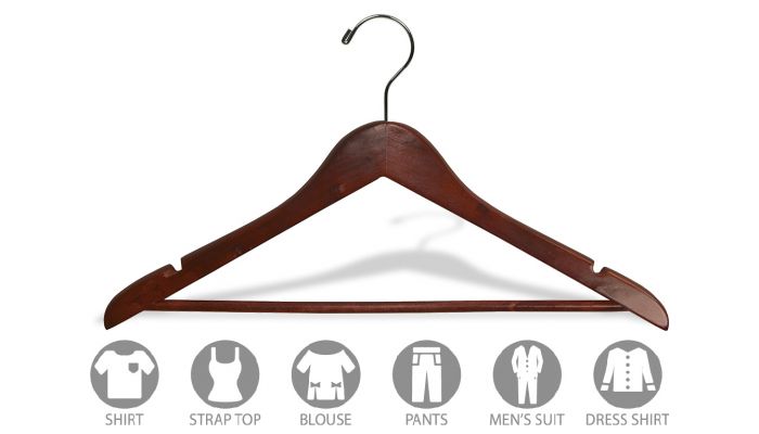 Save on Walnut Wood Suit Hanger With Suit Bar & Notches - 17