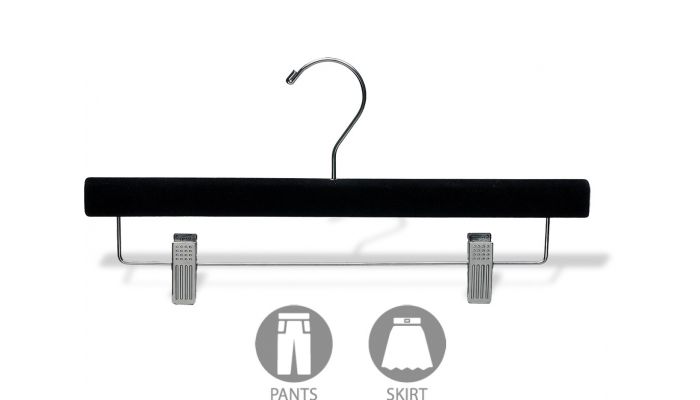 Black Wooden Coat Hangers with Chrome Clips