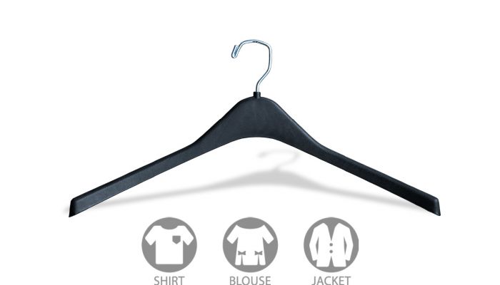 Save on Black Plastic Heavy-Duty Coat Jacket Hanger With Chrome