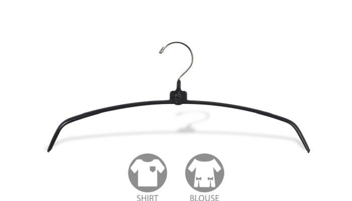 Black 16 Rubberized Non-Slip Metal Clothes Hangers