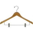 17" Bamboo Combo Hanger W/ Clips & Notches