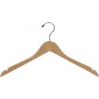 17" Natural Wood Slim Line Top Hanger W/ Notches