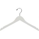 17" White Wood Slim Line Top Hanger W/ Notches