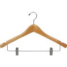 17" Natural Alder Combo Hanger W/ Clips & Notches