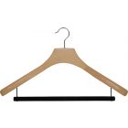 18" Natural Wood Suit Hanger W/ Flocked Bar