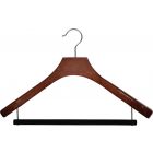18" Walnut Wood Suit Hanger W/ Flocked Bar
