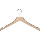 17" Natural Wood Top Hanger W/ Countersunk Hook & Notches