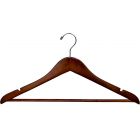 17" Cherry Wood Suit Hanger W/ Suit Bar & Notches