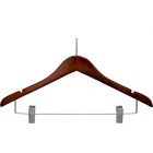 17" Cherry Wood Anti-Theft Combo Hanger W/ Clips & Notches