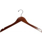 17" Walnut Wood Top Hanger W/ Notches & Rubber Strips