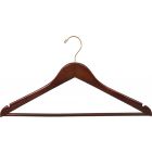 17" Walnut Wood Suit Hanger W/ Suit Bar & Notches