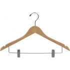 17" Natural Wood Combo Hanger W/ Clips & Notches