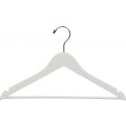 17" White Wood Suit Hanger W/ Suit Bar & Notches