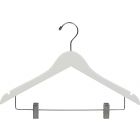 17" White Wood Combo Hanger W/ Clips & Notches