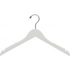 17" White Wood Top Hanger W/ Notches & Rubber Strips