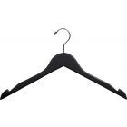 17" Black Wood Top Hanger W/ Countersunk Hook & Rubber Strips