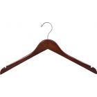 15" Walnut Wood Top Hanger W/ Notches & Rubber Strips