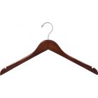 15.5" Walnut Wood Top Hanger W/ Notches & Rubber Strips