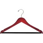 17" Cherry Wood Suit Hanger W/ Flocked Bar & Notches