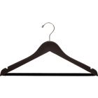 17" Espresso Wood Suit Hanger W/ Flocked Bar & Notches