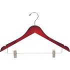 17" Cherry Wood Combo Hanger W/ Clips & Notches