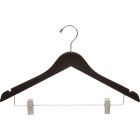 17" Espresso Wood Combo Hanger W/ Clips & Notches