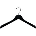 17" Black Flocked Wood Top Hanger W/ Notches