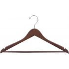 17" Rubber Coated Walnut Wood Suit Hanger W/ Suit Bar & Notches