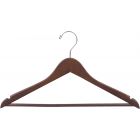 17" Rubber Coated Walnut Wood Suit Hanger W/ Suit Bar & Notches