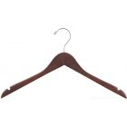 17" Rubber Coated Walnut Wood Top Hanger W/ Notches