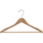 17" Rubber Coated Natural Wood Suit Hanger W/ Suit Bar & Notches