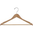 17" Rubber Coated Natural Wood Suit Hanger W/ Suit Bar & Notches