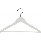 17" Rubber Coated White Wood Suit Hanger W/ Suit Bar & Notches