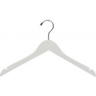 17" Rubber Coated White Wood Top Hanger W/ Notches