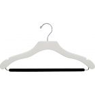 17" White Wood Suit Hanger W/ Flocked Bar & Notches