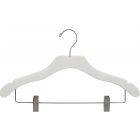 17" White Wood Combo Hanger W/ Clips & Notches