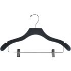 17" Black Wood Combo Hanger W/ Clips & Notches