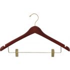 17" Walnut Wood Combo Hanger W/ Clips & Notches