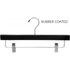 14" Rubber Coated Black Wood Bottom Hanger W/ Clips