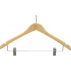 17" Natural Wood Anti-Theft Combo Hanger W/ Clips & Notches