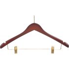 17" Walnut Wood Anti-Theft Combo Hanger W/ Clips & Notches